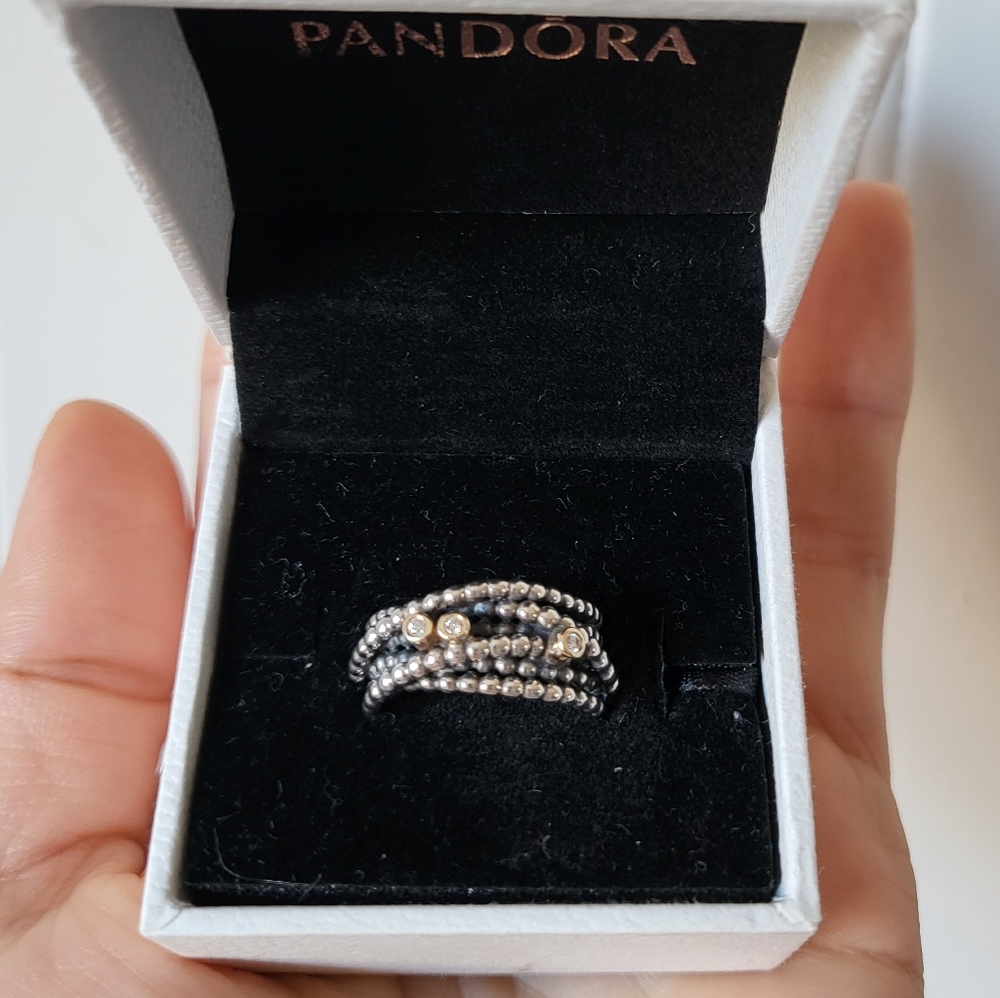 Authentic Pandora Retired/Rare Large Kelly's Multi Layer Diamond Ring✨ Size 52